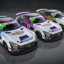 Blick auf die drei Mercedes-AMG GT4 der CV Performance Group (Quelle: CV Performance Group)