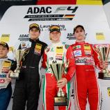 ADAC Formel 4, Lausitzring, Rennen 1, Podium, Felipe Drugovich, Kami Laliberté, Mick Schumacher, Thomas Preining